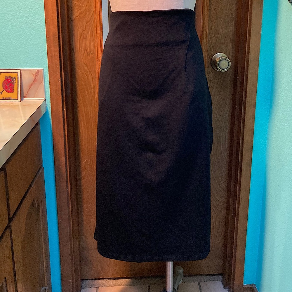 Pinup Couture Black Asymmetrical Midi Pencil Skirt